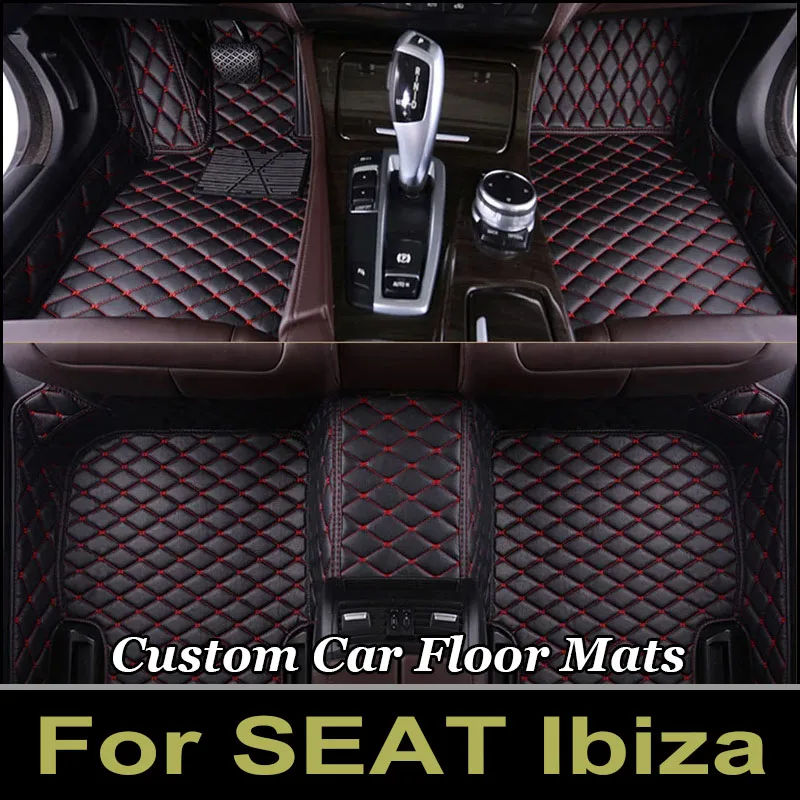 Car Floor Mats For SEAT Ibiza 6J 6P MK4 2008~2017 Waterproof Rugs Durable Carpets Luxury Leather Mat Car Accessories 2009 2010