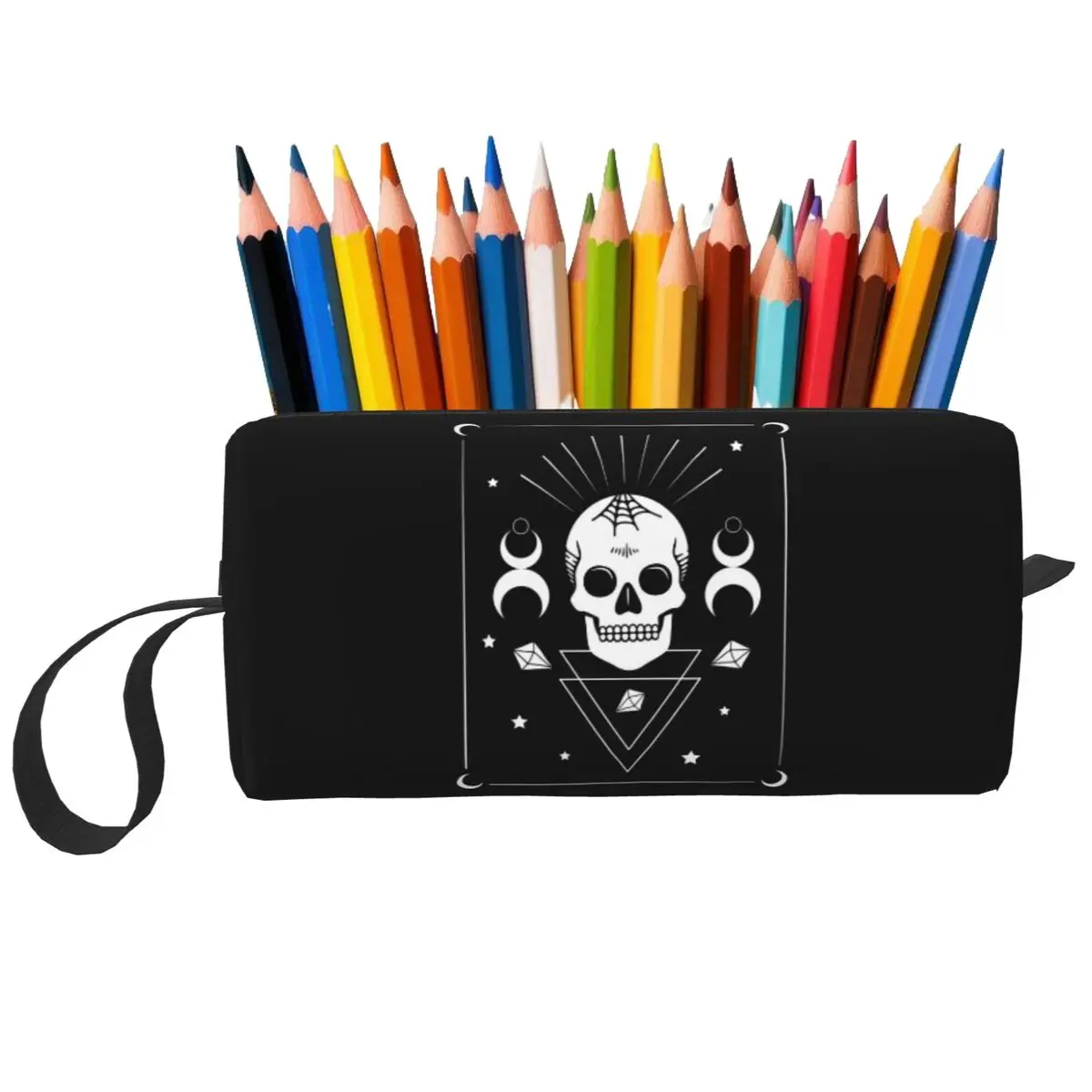 Skull & Witchcraft Symbols Goth Makeup Bag Cosmetic OrganizerToiletry Cosmetic Bag for Women Beauty Travel Pencil Case