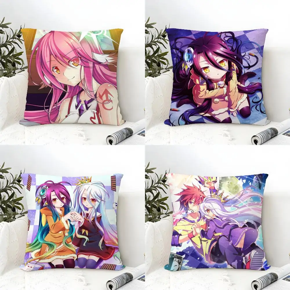 No G-Game No Life Cushion Cover Eco Linen Pillow Case Double-Sided Print Breathable Durable Zipper Home Decor Gift