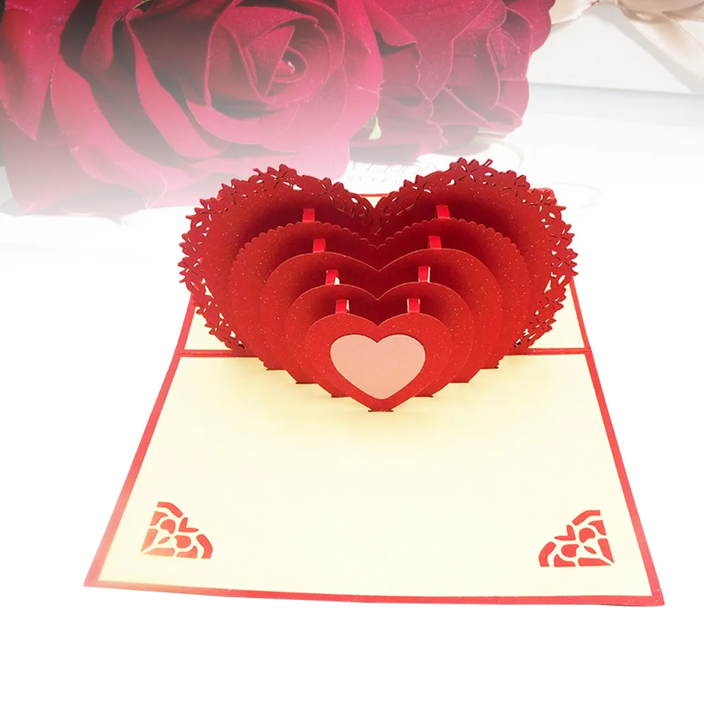 

3D Up Cards Handmade Specialty Heart Card 15X10X0.5Cm Red For Valentine'S Day Anniversary Birthday Gift Lovers