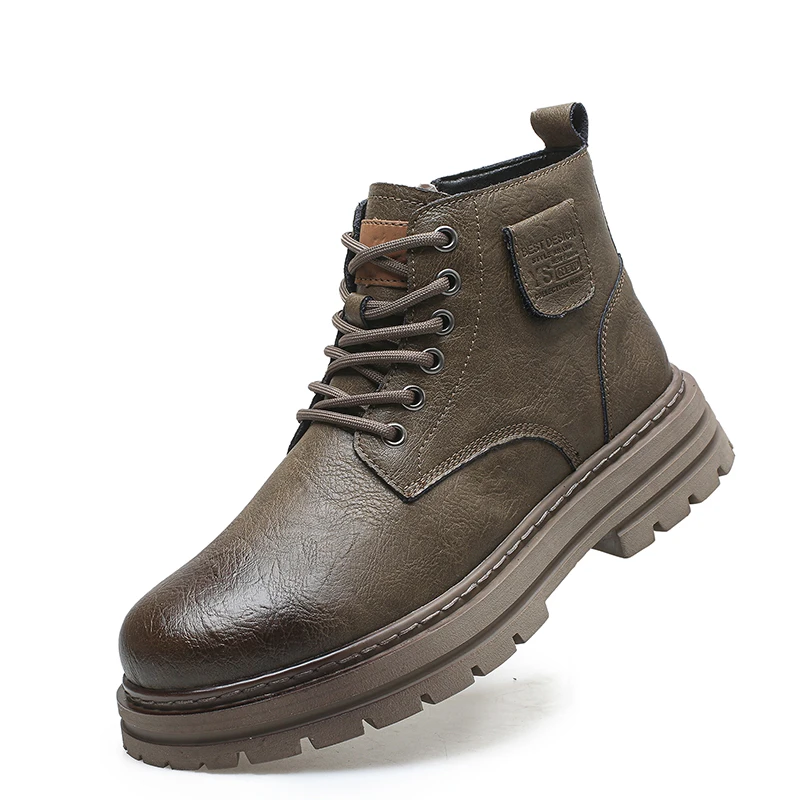 

Men's boots four season fashion new casual high top boots casual anti slip thick sole height increasing versatile high top boots