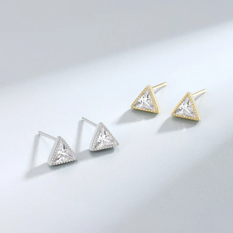 Classic OOTD Accessories Triangle Light Luxury Jewelry 925 Sterling Silver Zircon Stud Earrings Anniversary Gift For Women Y2K