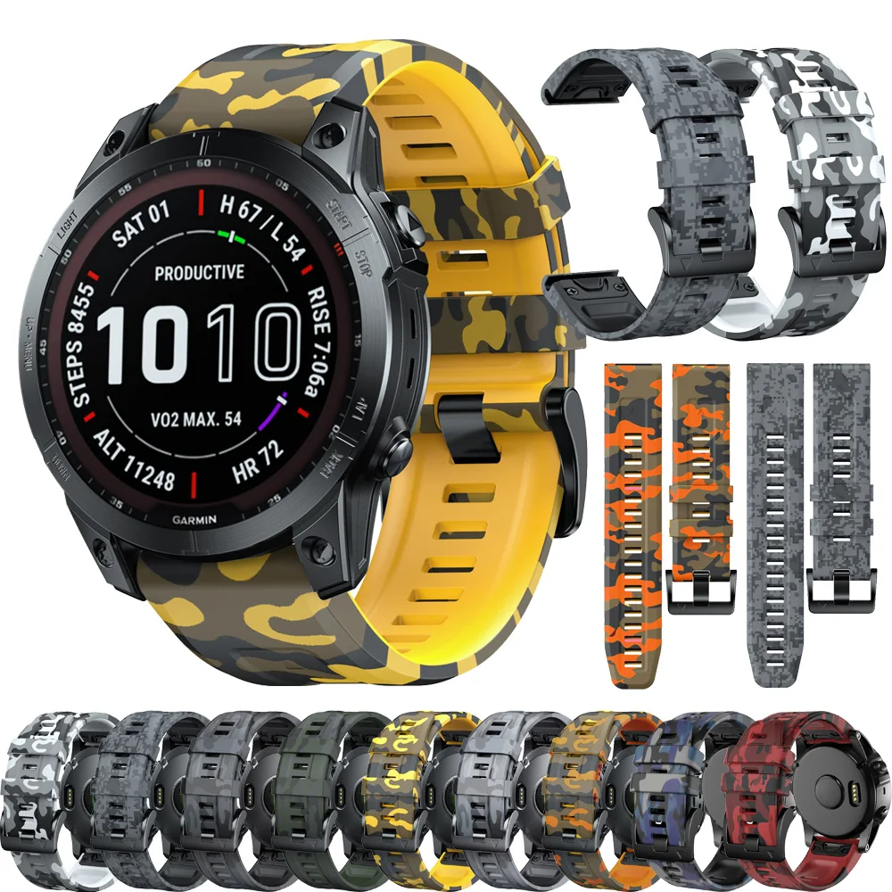 QuickFit 22mm 26mm Painted Silicone Strap For Garmin Fenix 8 E 7 7X 6X Pro 5XPlus Epix Pro Gen 2 47mm 51mm/Enduro 3 Watchband