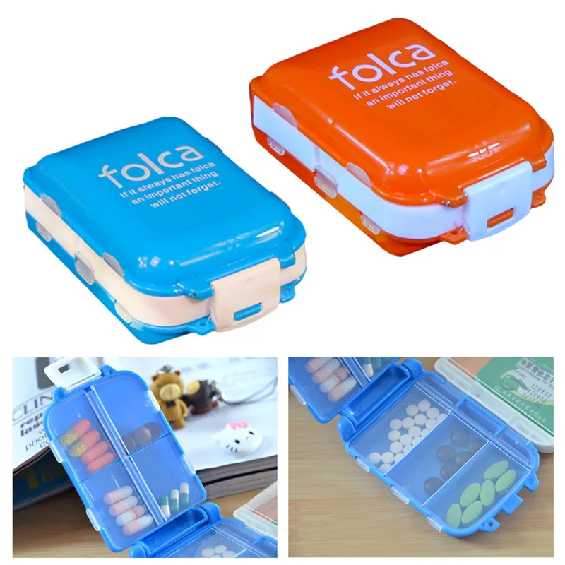 8Grids Drug Pills Box Collapsible Pill Container Travel Storage Box Folding Medicine Storage Organizer Capsule Tablet Pill Cases