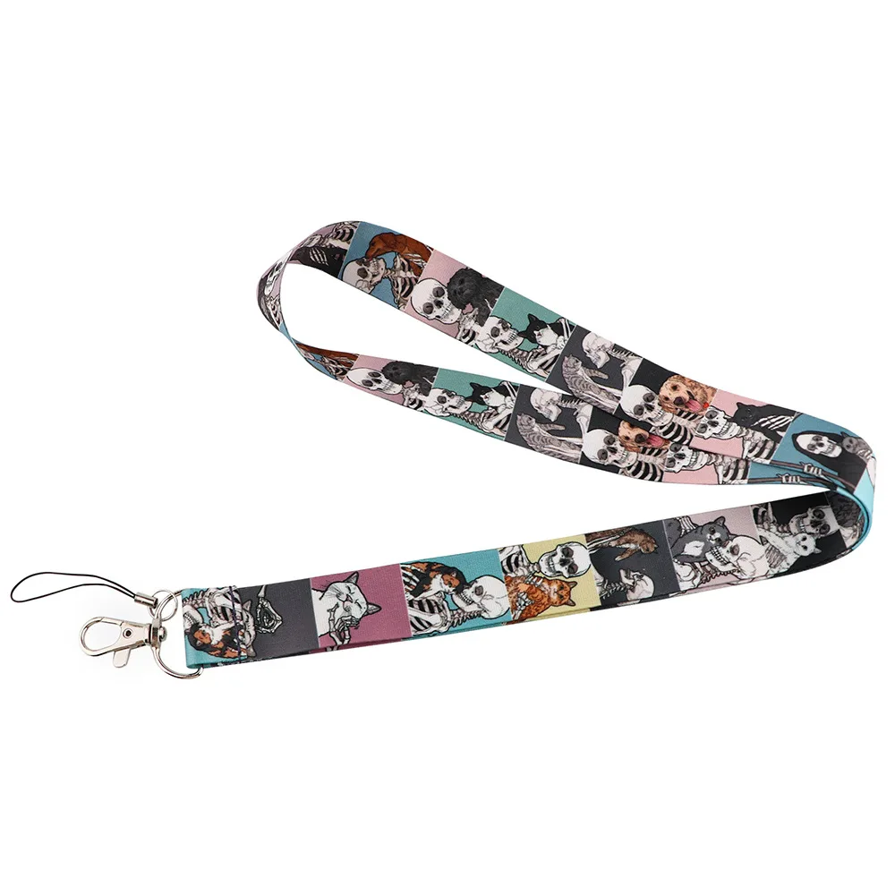 Skeleton Alien Cartoon Key Lanyard ID Badge Holders Animal Phone Neck Straps with Phone  Keyring key chain Accessories