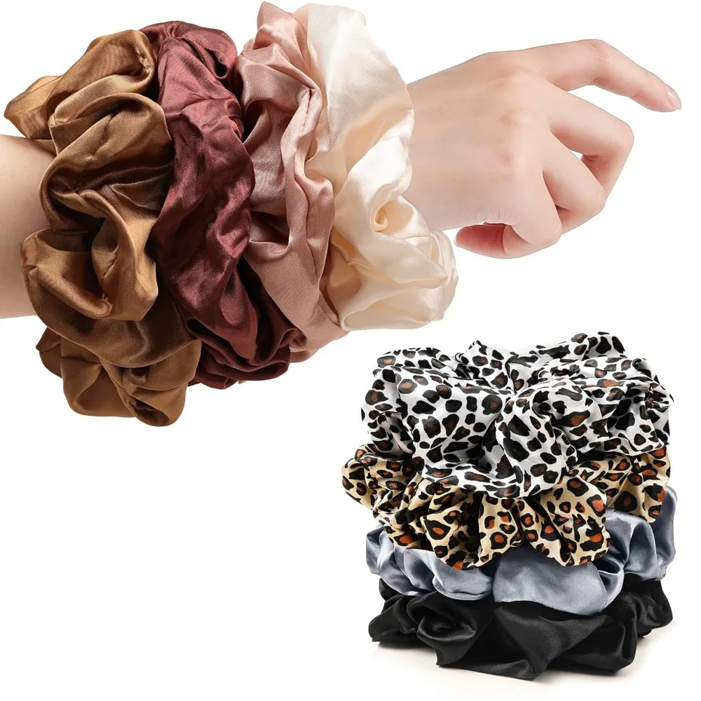 

Scrunchies Hair Ties for Women - Big Silk Satin Scrunchie Jumbo Gaint Oversized Cute Scrunchy for Curl Thick Hair Ligas Para el