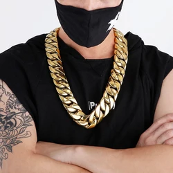 31MM Heavy Punk Gold Color Curb Cuban Chain Necklace Men Women Hiphop Matte Brush Stainless Steel Bike Biker Choker  Jewelry