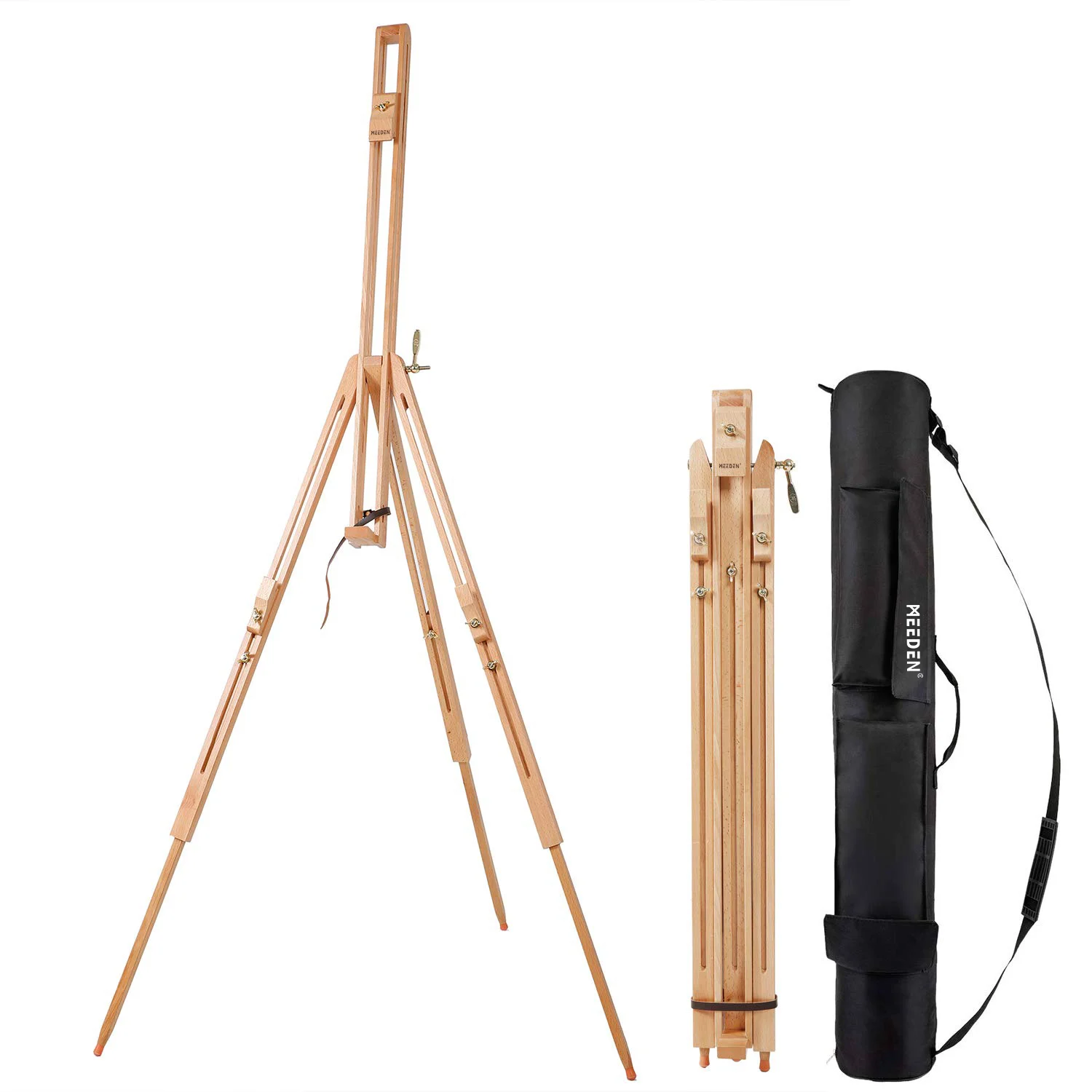 MEEDEN Tripod Field Painting Easel with Carrying Case - Solid Beech Wood Tripod Easel Portable Hold Canvas up to 34" Easel