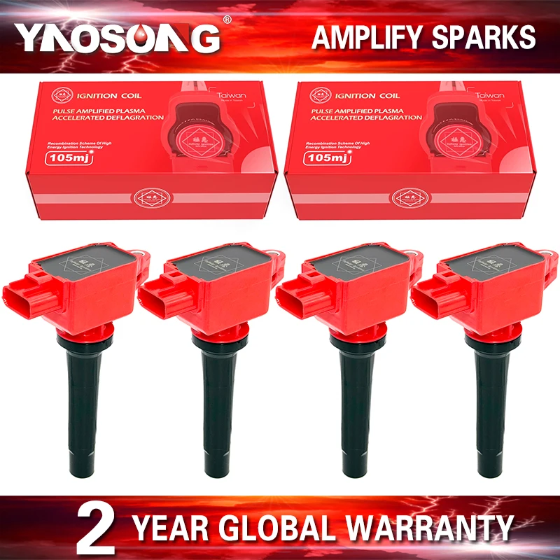 4Pcs Ignition Coil For Mazda 3 6 CX-3 CX-5 CX-9 MX-5 MIATA 1.5L 2.0L 2.5L PE20-18-100A PE2018100A H6T61271 H6T61171 UF656 UF805