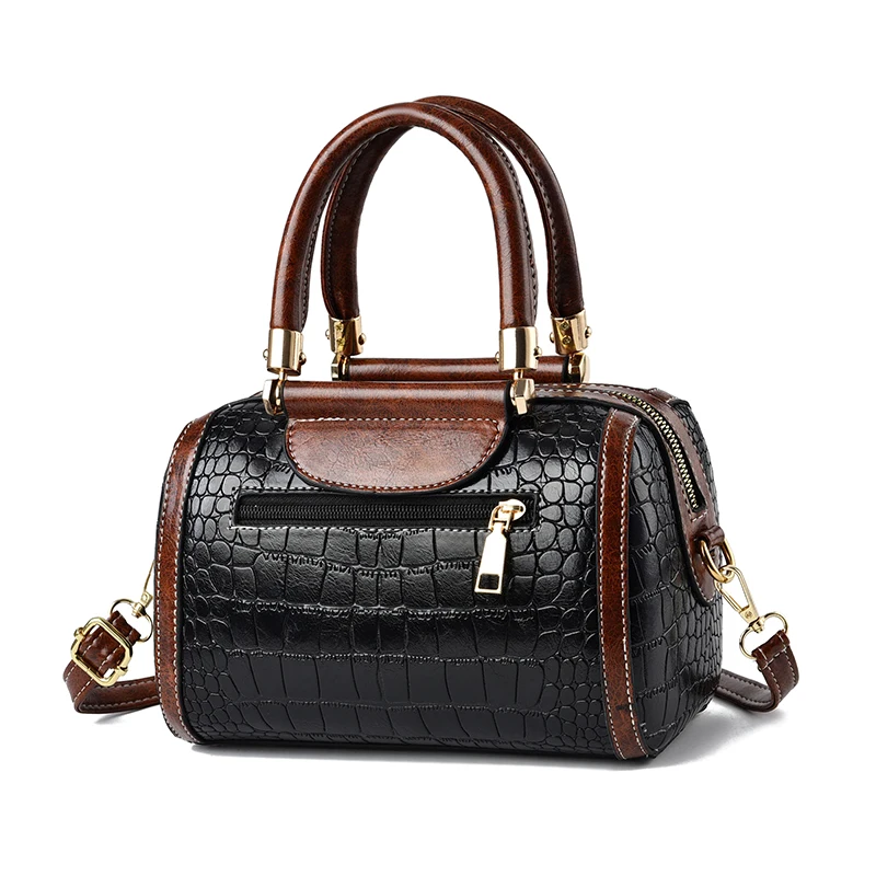 The texture of fashion crocodile pattern pure color simple handbag, light luxury with a single shoulder crossbody bag for women