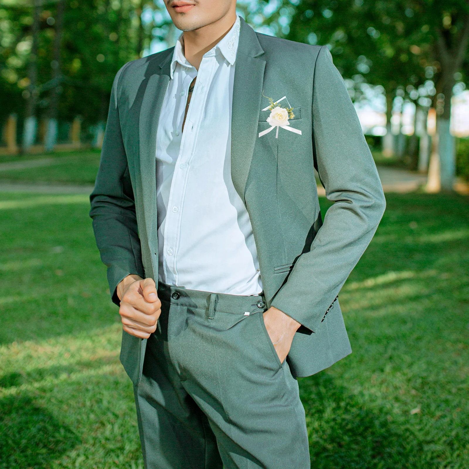 

Artificial Flower Boutonniere Wedding Decorations Groom Bride Corsages Men Chest Flowers Simulated Accessories