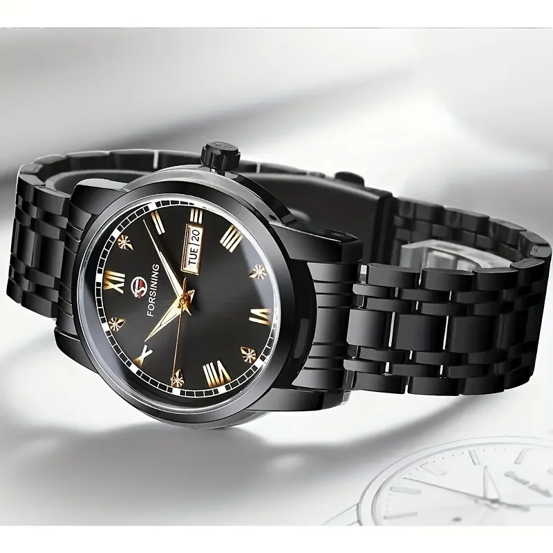 ساعة رجالية فاخرة، ساعة ميكانيكية أوتوماتيكية، نمط عمل، كاجوال عصرية للعمل، بسيطة وأنيقة، ساعة رائعة وسيم للرجال، عرض تقويم، حركة ميكانيكية، لف أوتوماتيكي، ساعة يد رجالية فاخرة أفضل هدية له #3