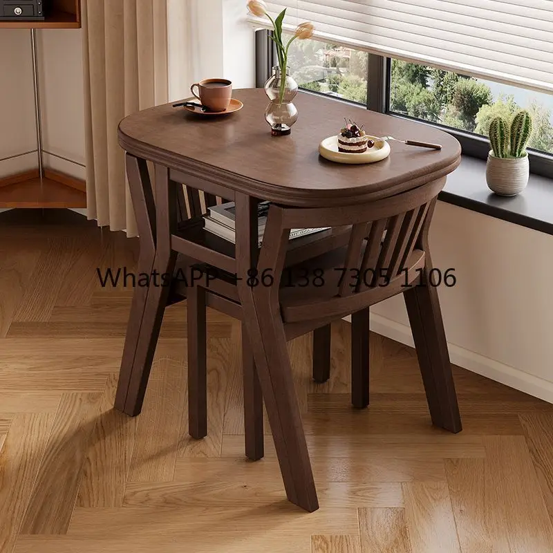 

Solid wood dining table combination balcony desk furniture coffee table three-piece set modern household small table