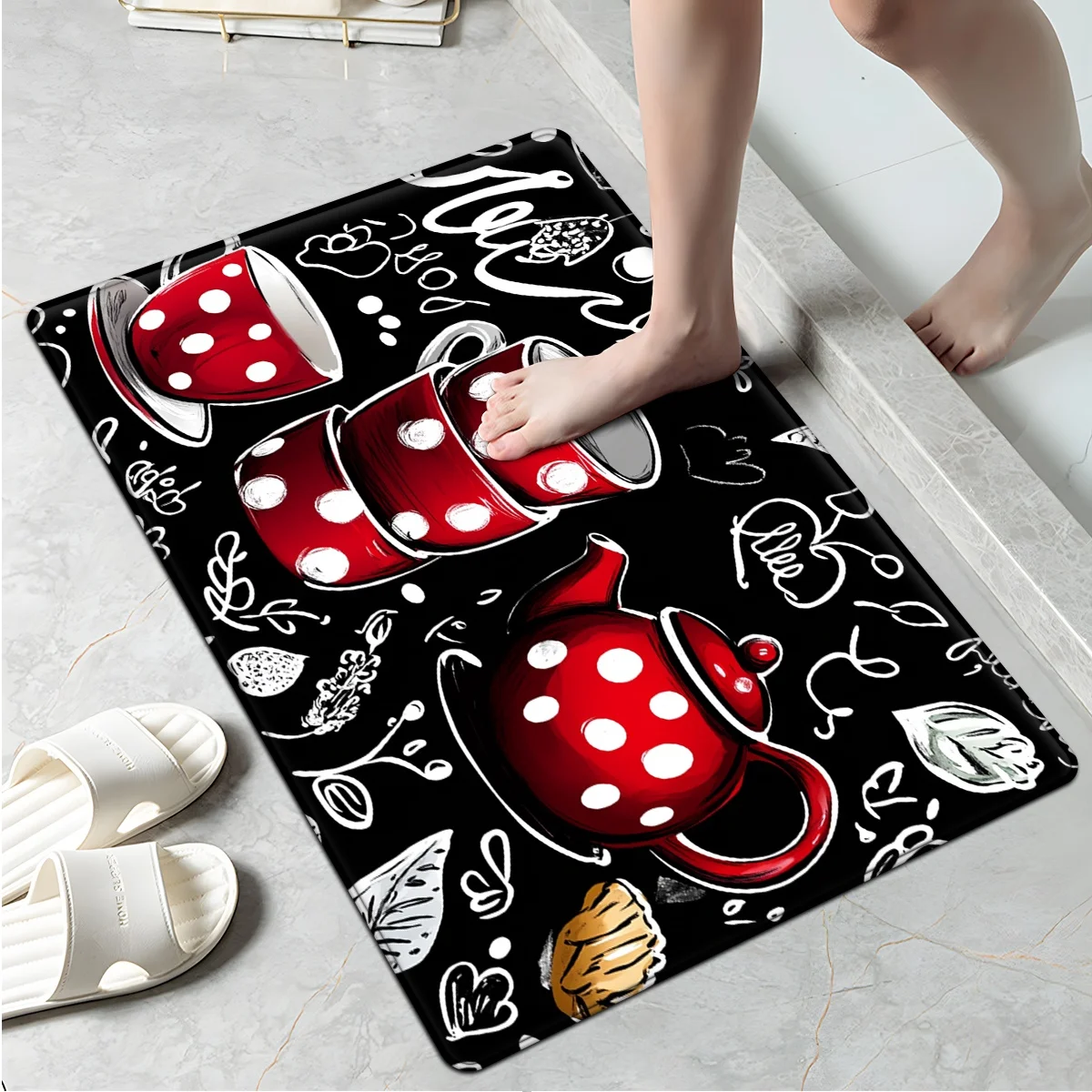Vintage Spice Kitchen Welcome Doormat Assorted Seasoning Chili Turmeric Print Non Slip Waterproof Anti Fatigue Kitchen Floor Mat