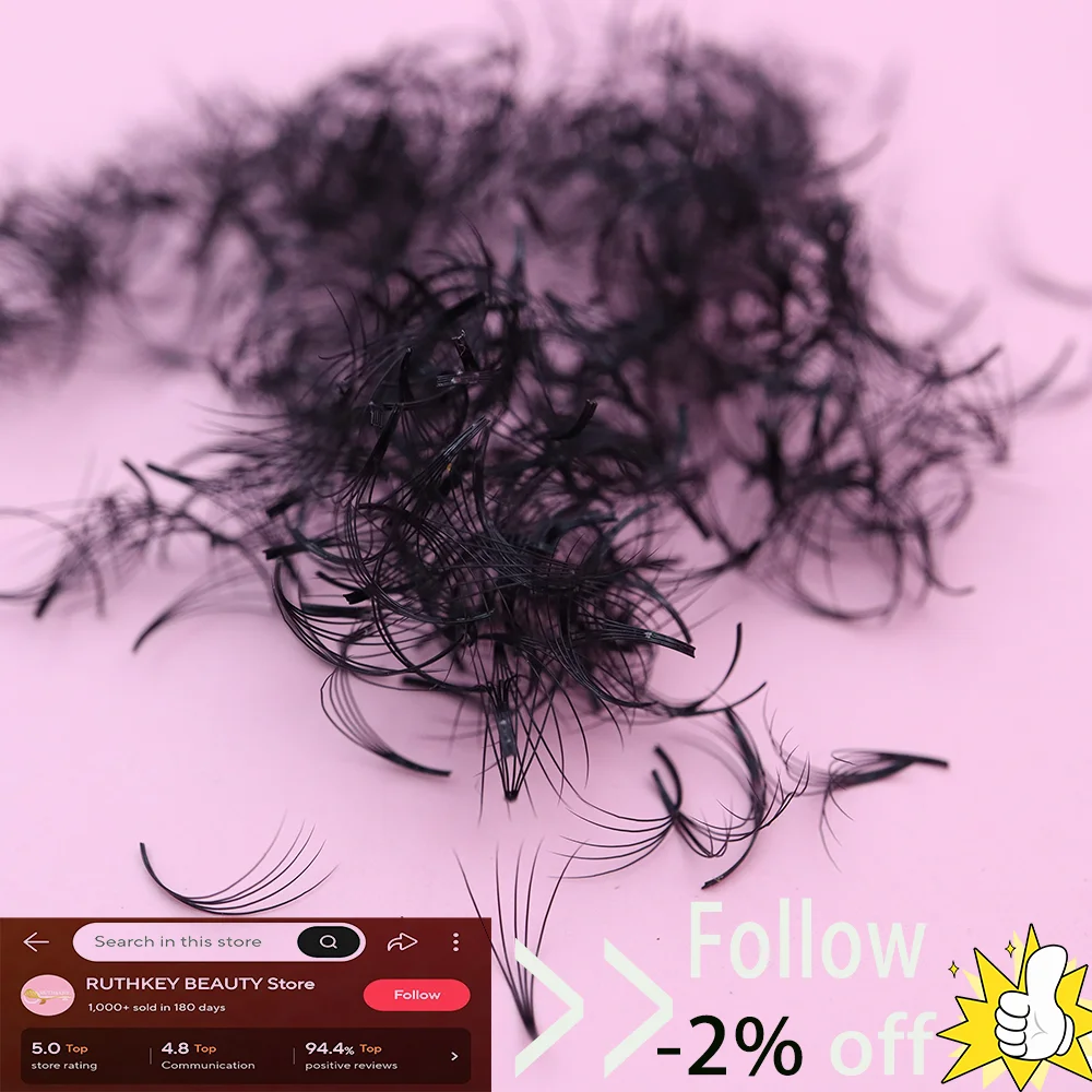 

Ruthkey 500 Clusters Loose Premade Fans Lashes 3D5D8D Handmade Sharp Thin Base Ready Made Promade Russian Volume False Eyelash