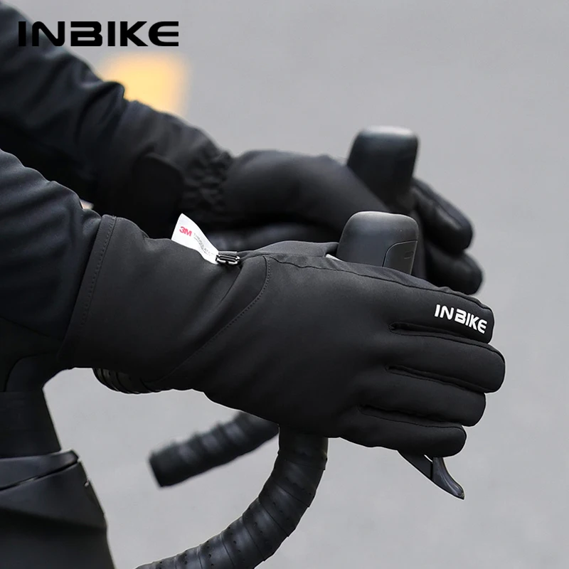 INBIKE-Gants d\'équitation coupe-vent pour homme et femme, mitaines épaisses pour temps froid, écran tactile, degré d\'eau, 3M, hiver