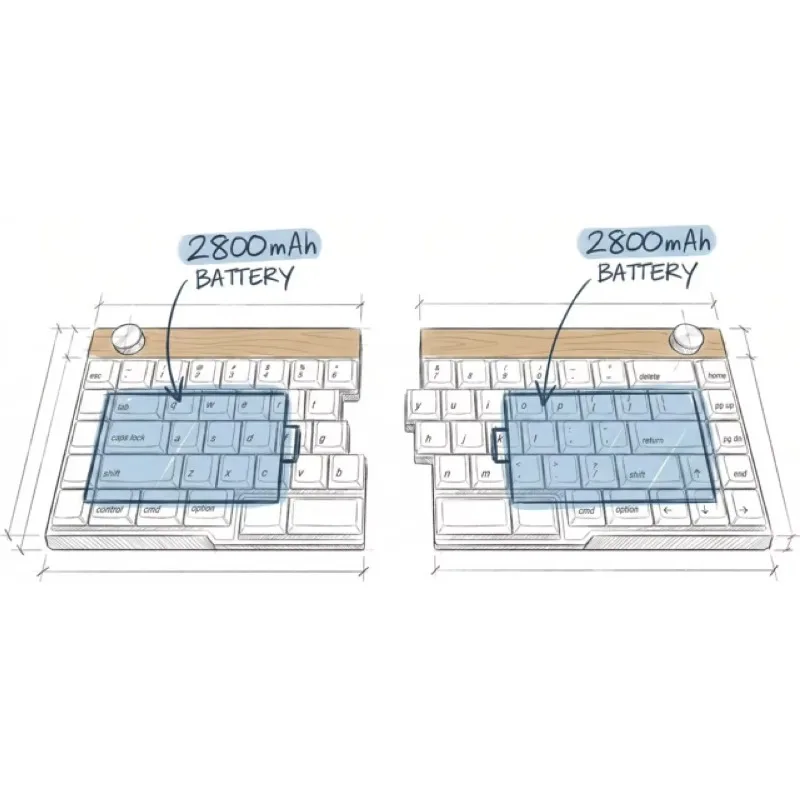 Jezail Funder for Jiffy75 Split Mechanical Keyboard Tri-Mode Bluetooth CNC Aluminum Knob Low Profile Kailh for Office Typing