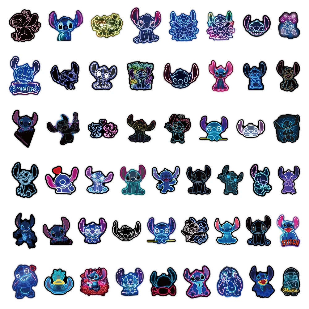 

51PCS New Stitch Cute Cartoon Graffiti Stickers Neon Style Doodle Waterproof Decal Kids Toy Gift Decoration Laptop Luggage Gifts