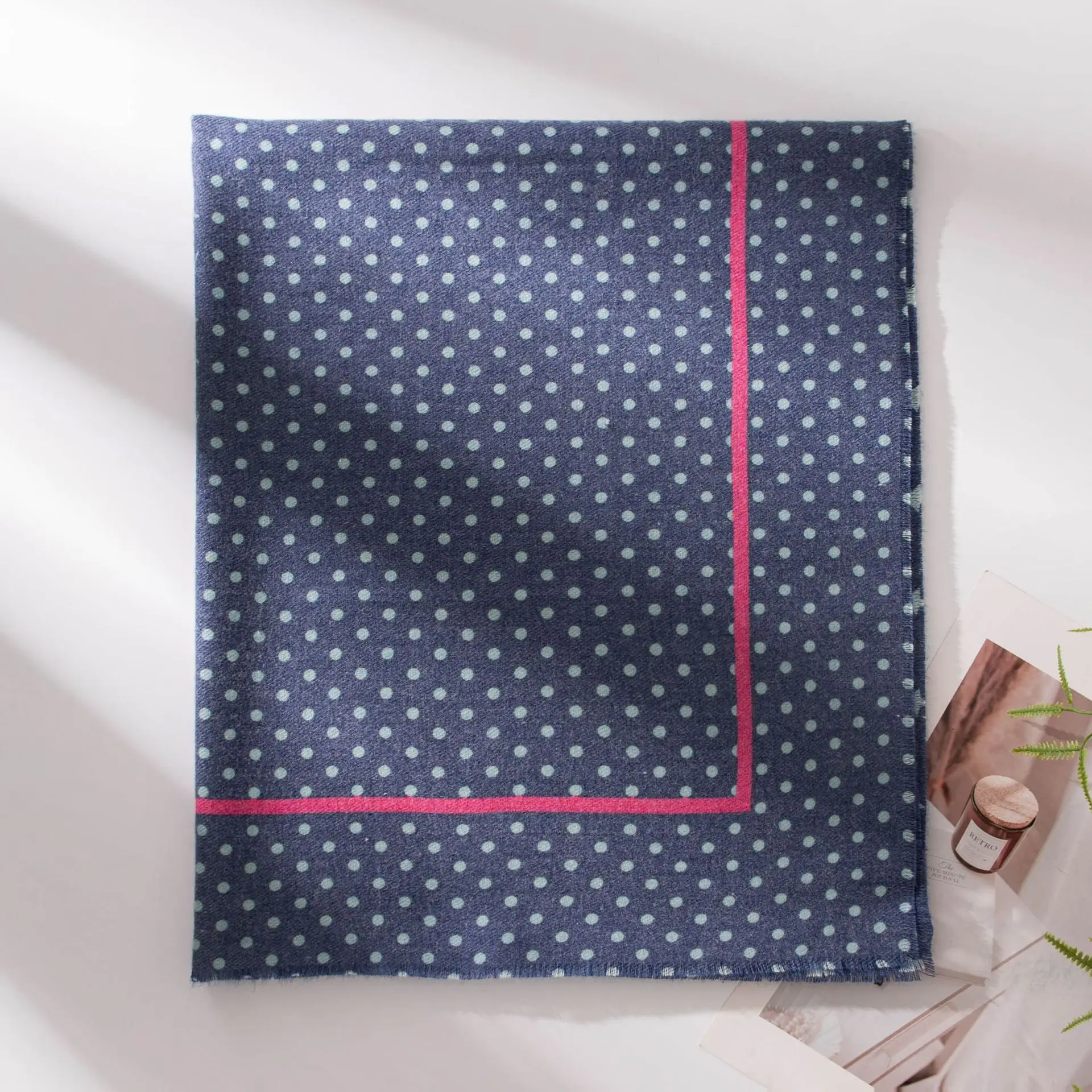 Bufanda de Cachemira de imitación con estampado de ondas para mujer, nueva moda de otoño e invierno, protección del cuello para ir al trabajo, bufanda ligera de lujo