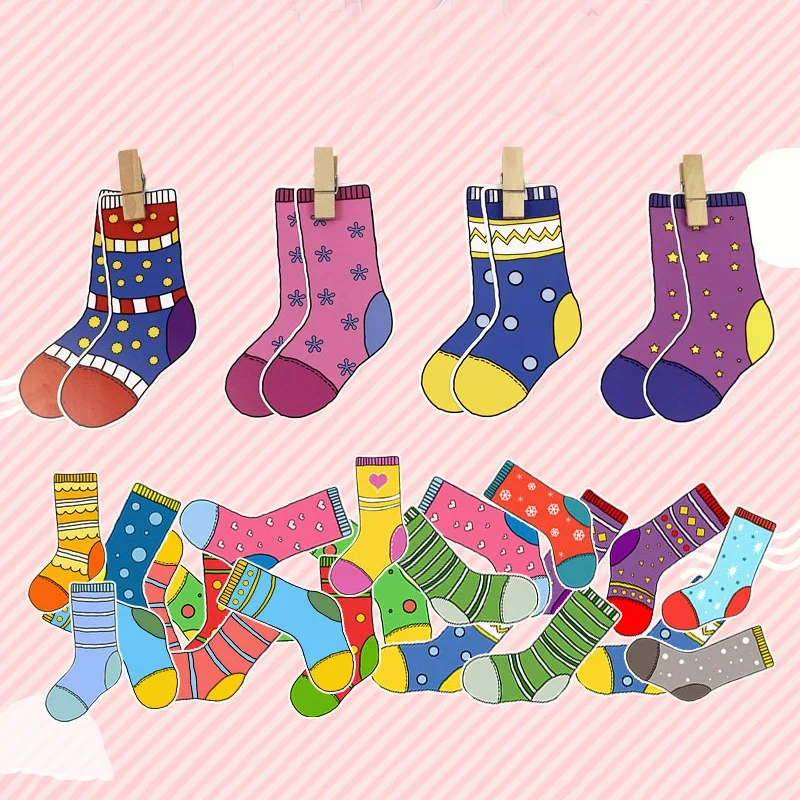 Toddler Montessori Material DIY Toys Socks Colors Sorting Matching Games Early Educational Learning Toys Preschool Teaching Aids