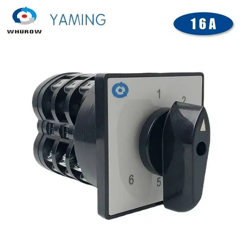 

Поворотный кулачковый переключатель 16 А, 72x72 мм, 3-полюсный 6-позиционный переключатель питания, переключатель питания, серебристый контакт, Фотоэлементы 3