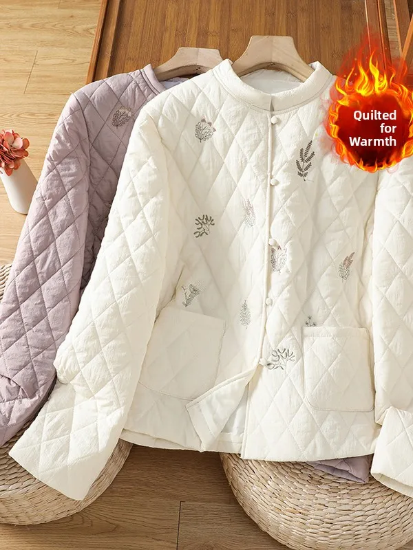 

Новый китайский хлопковый джет с вышивкой, легкий теплый женский традиционный костюм Svel, топ с двойным ...