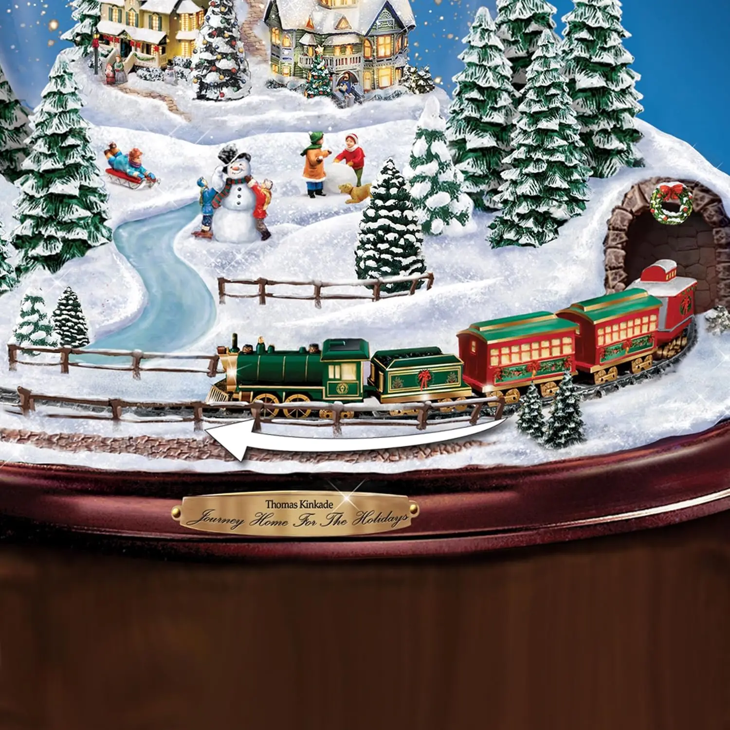 Illuminated Village Snow Globe with Musical Sound and Animated Motion