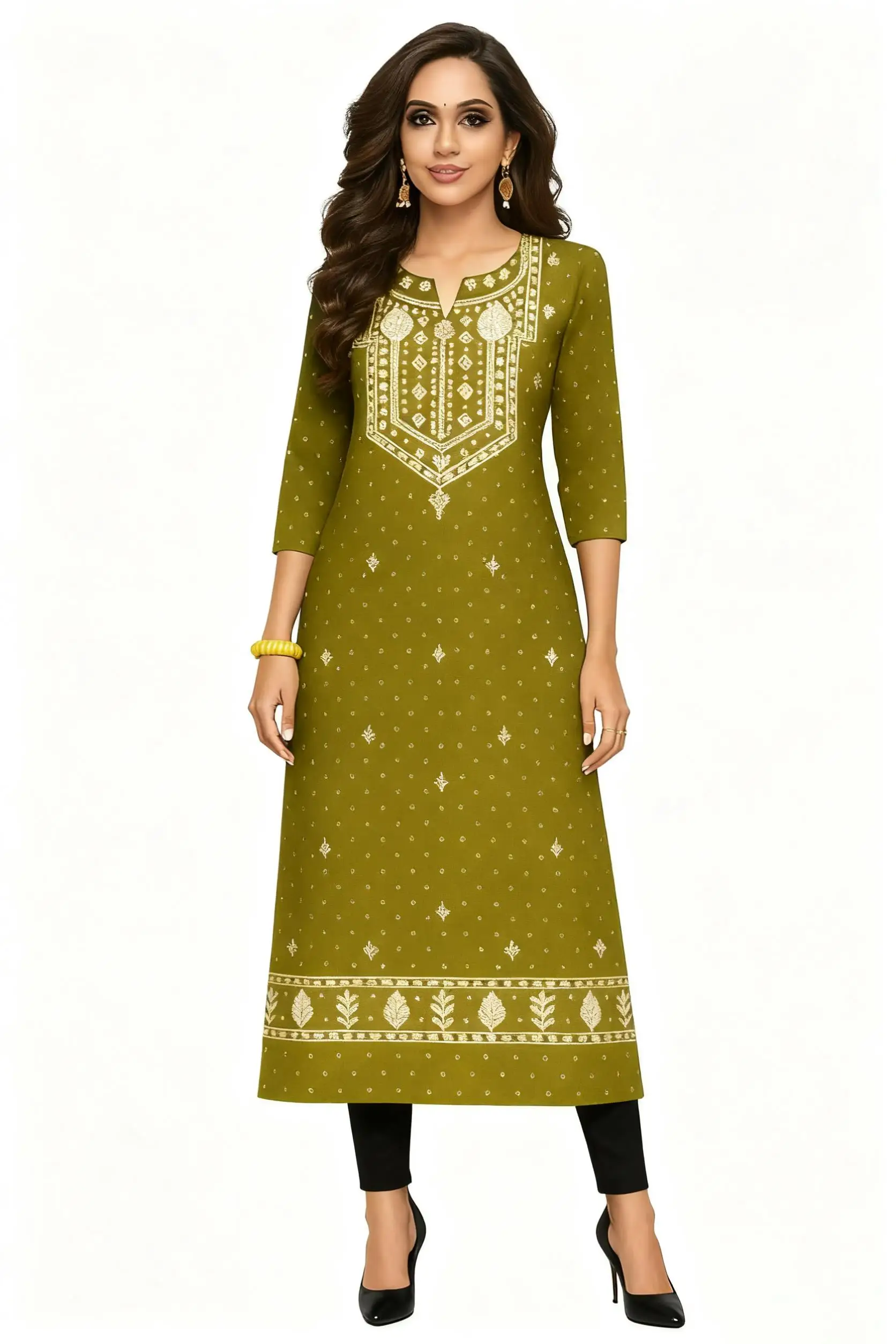 National style Muslim Women Kurtta Casual Dress Slit hem Straight Casual Ethnic Mandarin 3D Design Abito Donna Turkish Abaya 6