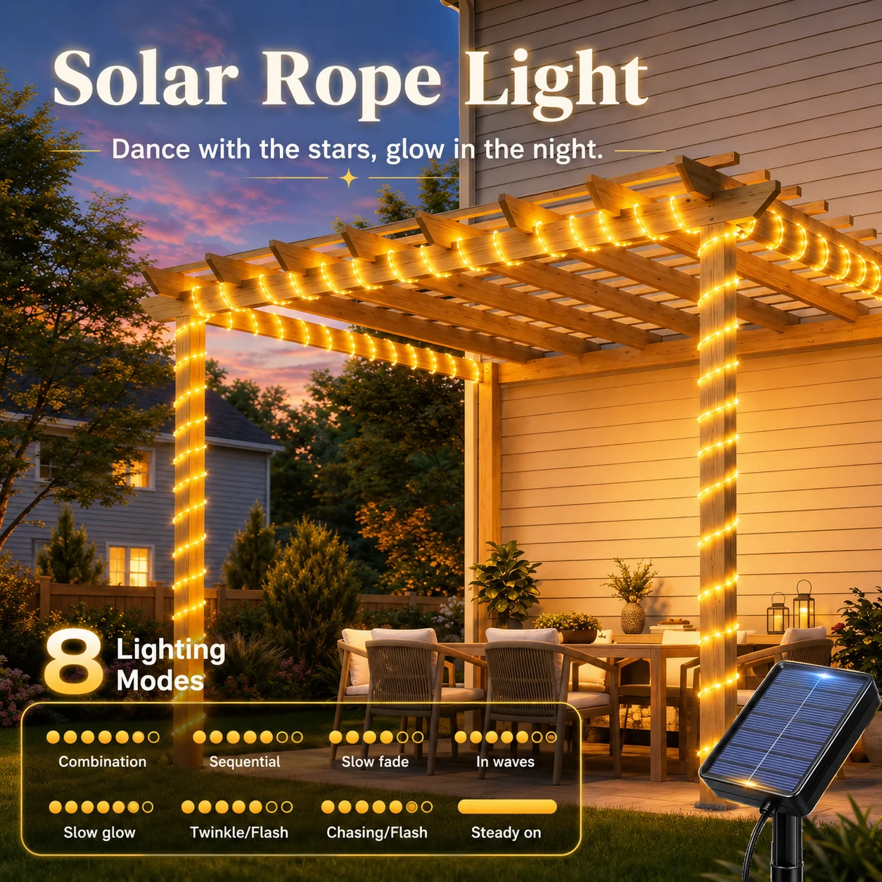 2 個ソーラー LED チューブロープライト 8 つの点滅モ - Rope Light Decoration のレビューと価格