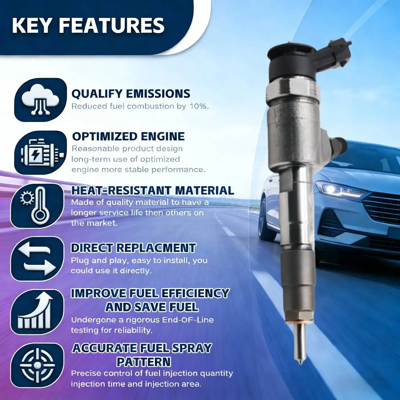 0445110488 0445110489 CV6Q9F593A9A Common Rail Fuel Injector for B-Max, C-Max, For Ford Focus For Ford Tourneo Connect