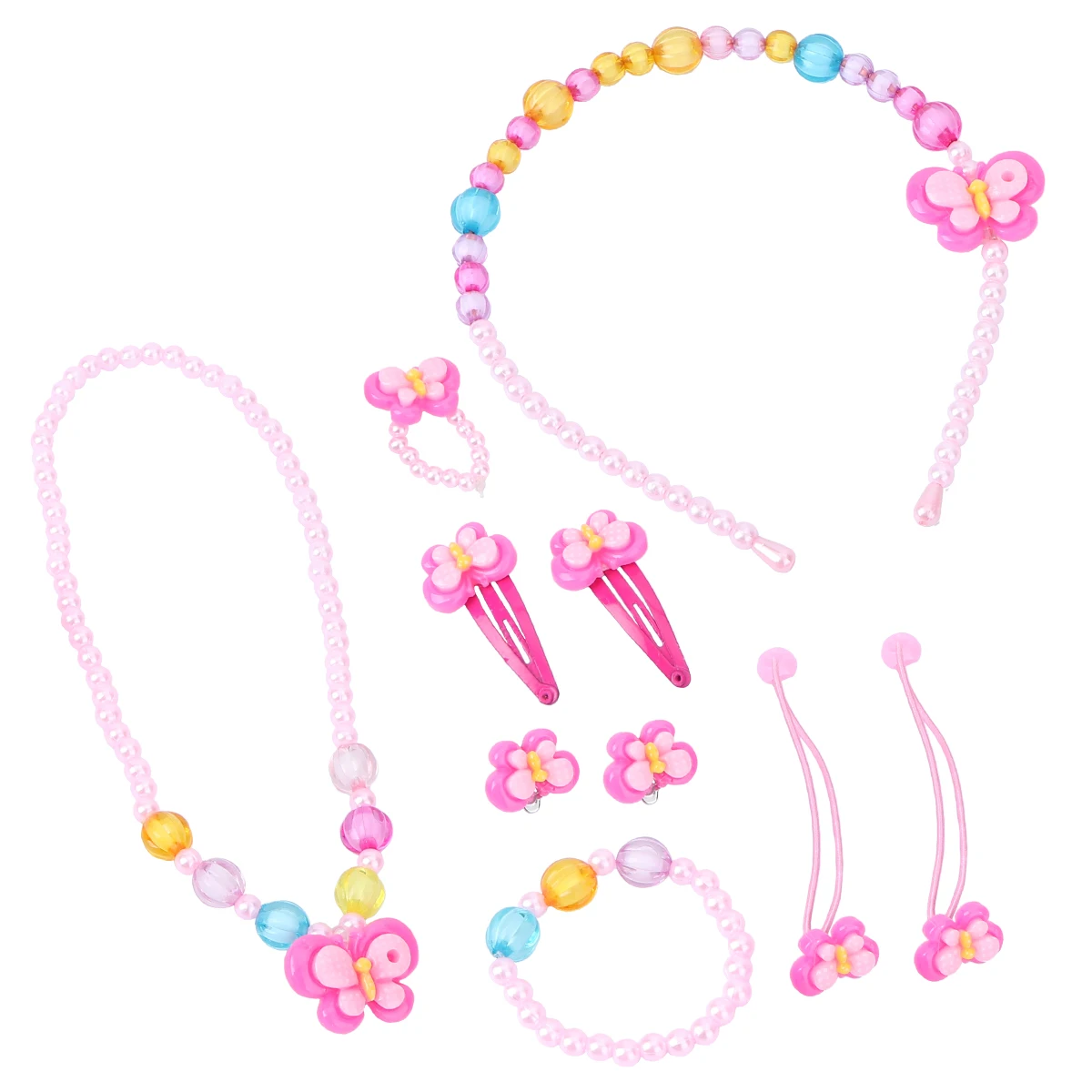 Butterfly Necklace Bracelet Set Premium Acrylic Elastic Colorful Kids Gifts Photo Props Party Favors Beauty Toys for Children