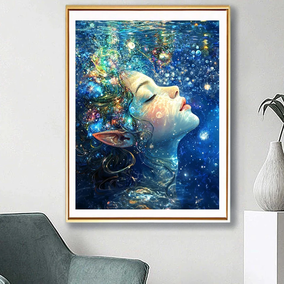 Cross Stitch Beauty Fairy Girl Elf Diamond Painting Element Creation Crafts 5D DIY Art Kit Mosaic Home Decor Hanging Pixel Gift