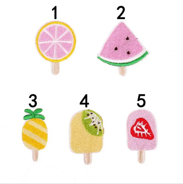 

Новое поступление, 10 шт., вышитая нашивка с фруктами и льдом, железная нашивка с мультяшным мотивом, аппликация, ткань, аксессуар для вышивки