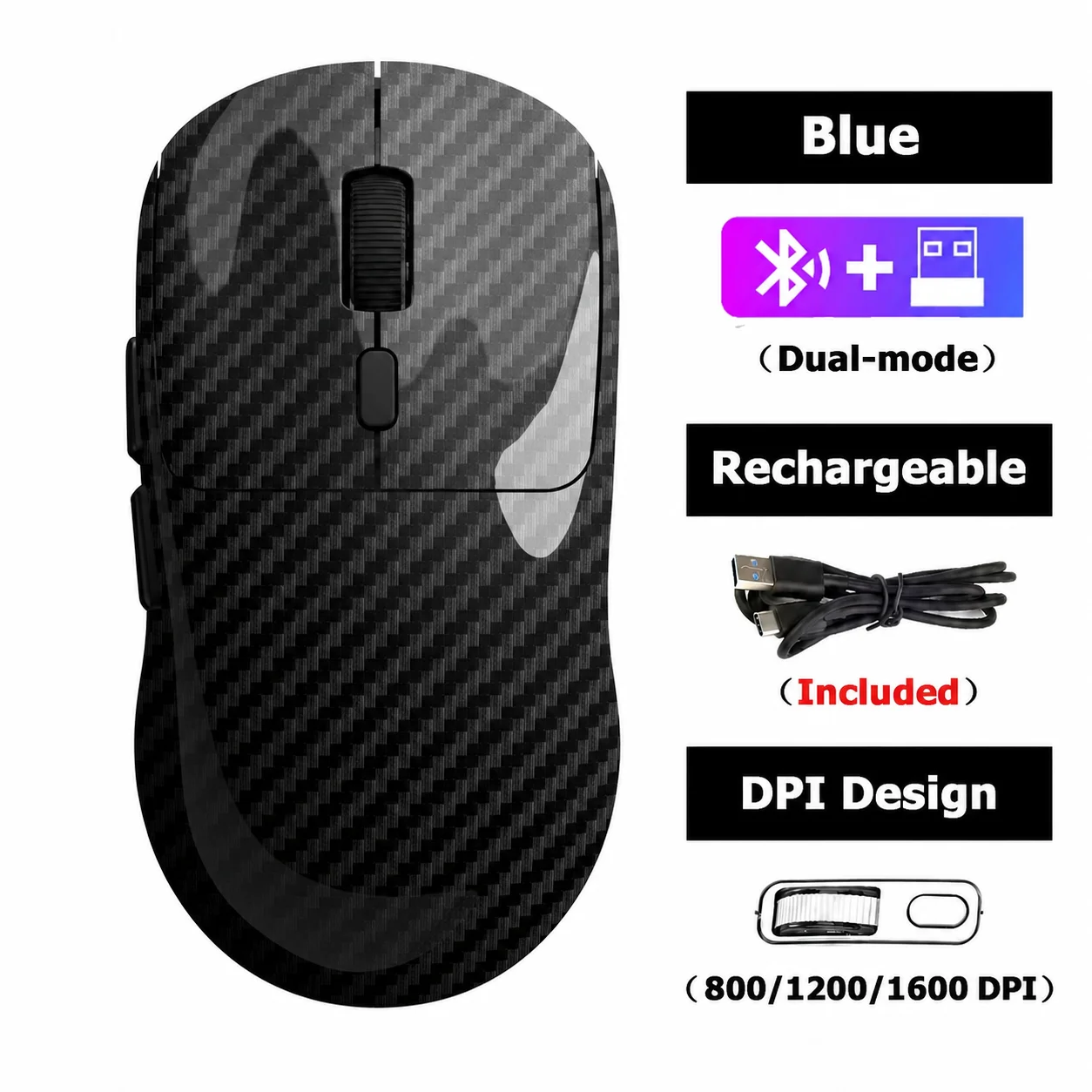 2,4 GHz Geräuschlose Kabellose Maus 4-Farben Wiederaufladbare Ergonomische Gaming-Maus Dual-Mode Bluetooth Computer-Gaming-Maus Büro-Computermaus