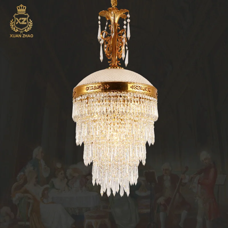 Modern Gold Led Hanging Light Ceiling Lights French Luxury Crystal Pendant Light Brass Lamp For Dinning Room