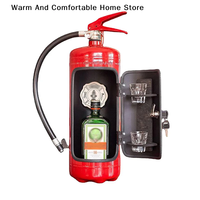 Fire Extinguisher Shape Wine Box Ornaments Empty Bar Wine Cabinet Crafts Decoration Champagne Liquor Storage Box Fireman's Gifts