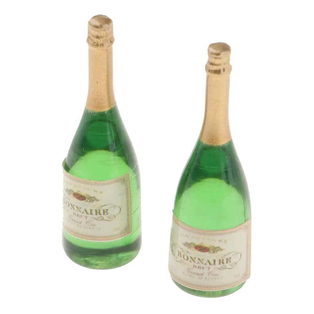 10x 2 Pieces 1/12 Dolls House Bottles Champagne Bottle Toy Miniatures