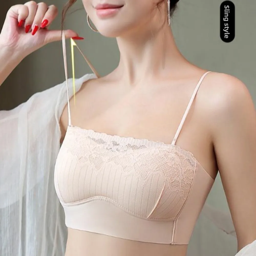 

Close-fitting Lace Wireless Bra Solid Color Anti-sagging Push Up Underwear Gathered Breasts Shockproof Brassiere for Women