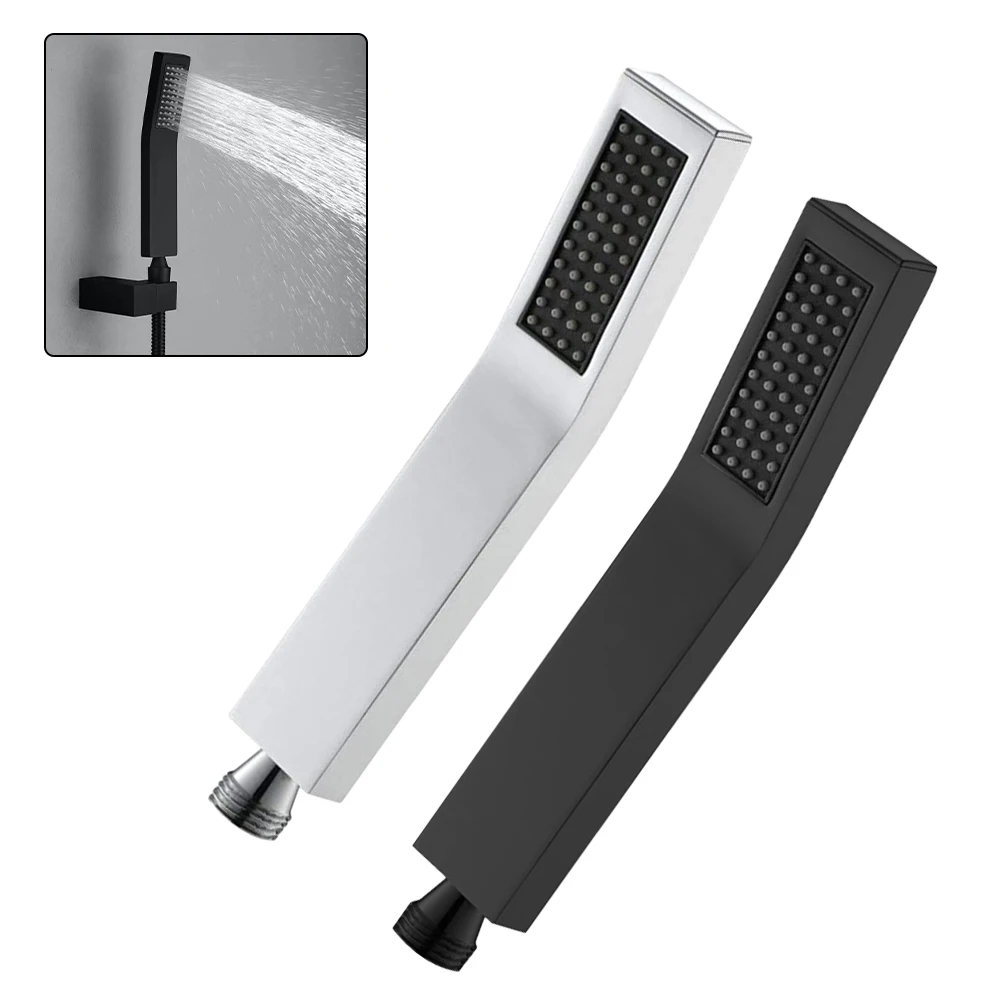 304 Stainless Steel Square Handheld Shower Head With Pressurized Spray For Standard G1/2 Inch Bathroom Fixtures