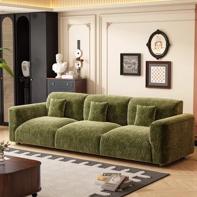 # Modernes, schlichtes, großes Polstersofa, luxuriöses und geräumiges modulares Chenille-Samt-Wohnzimmer-Sofa