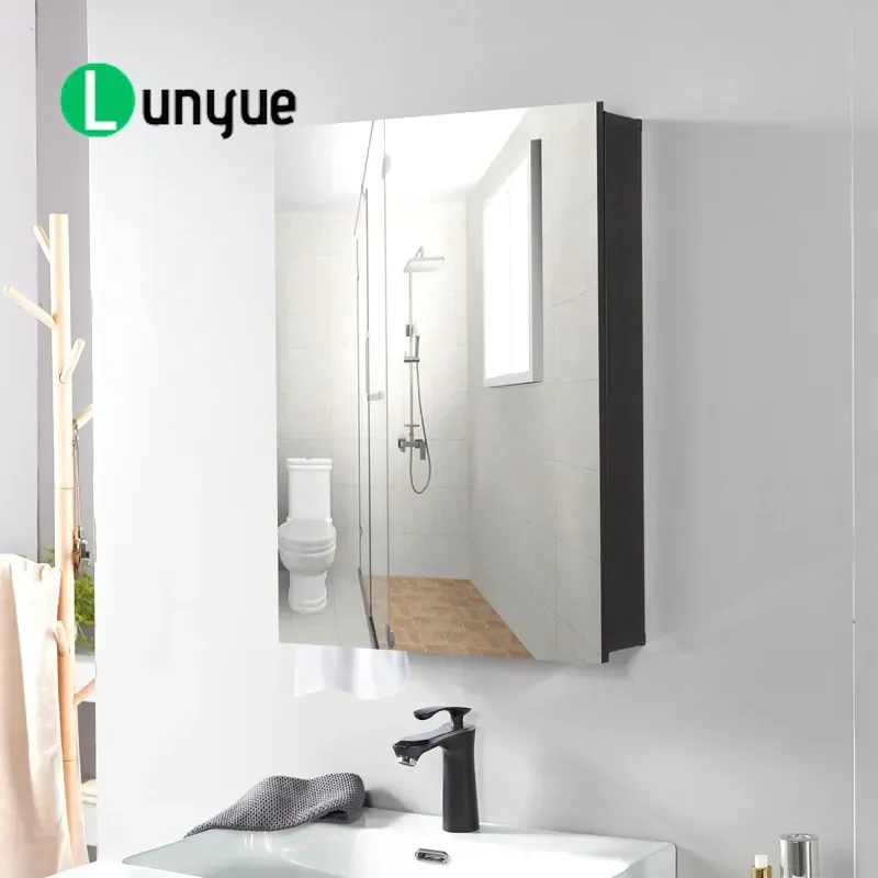 Aluminum Alloy Bathroom Mirror Cabinet Wall Mounted Storage Box Space Saving Hanging Cupboard for Small Apartment Modern Home