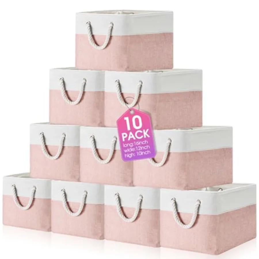 

10 Pack Large Collapsible Fabric Storage Baskets with Hles Decorative Storage Bins for Organizing Shelves Toys Clothes,es