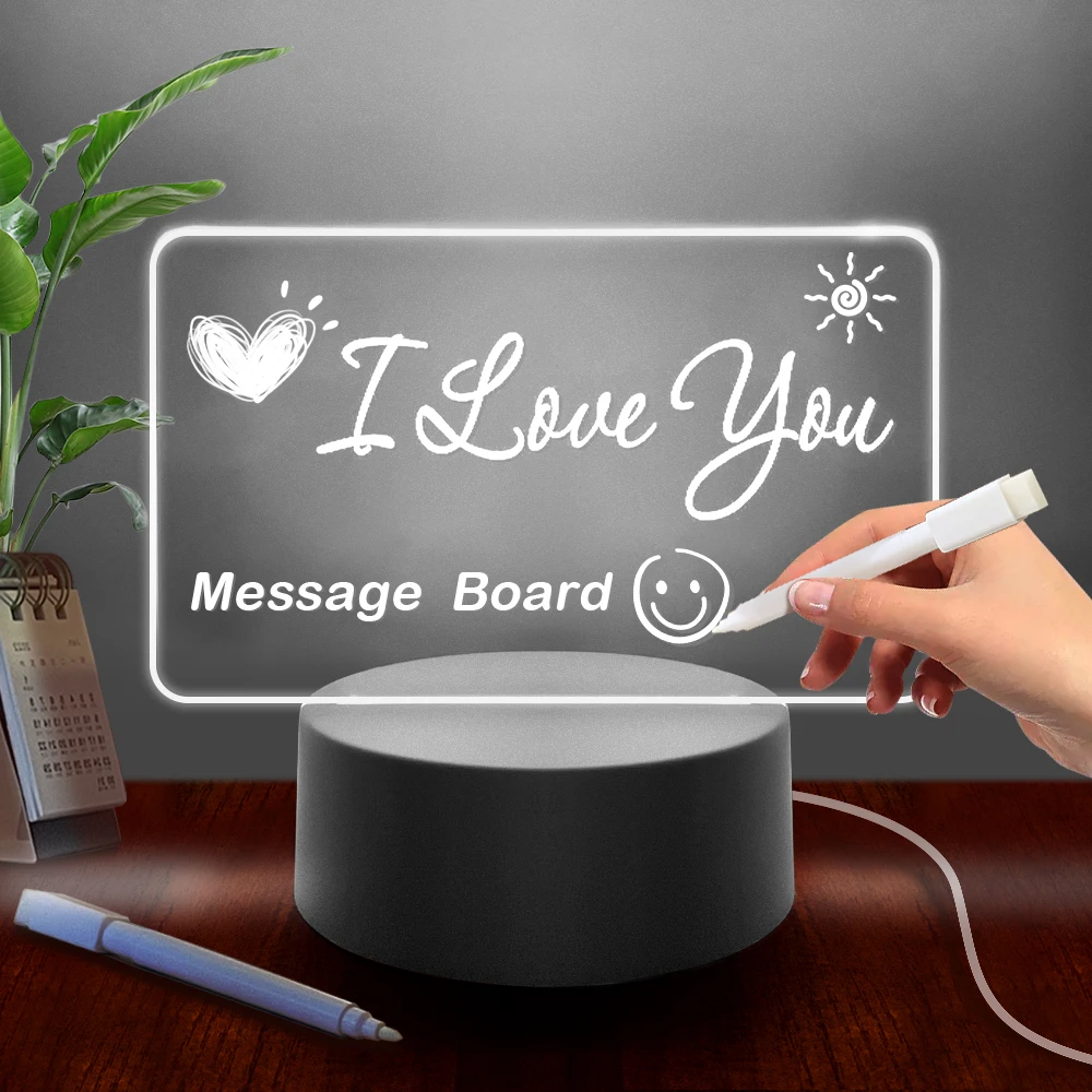 Creatieve Led Nachtlampje Notitie Bord Met Pen Usb Power Decor Nachtlamp Cadeau Voor Kinderen Decoratie Nachtlamp