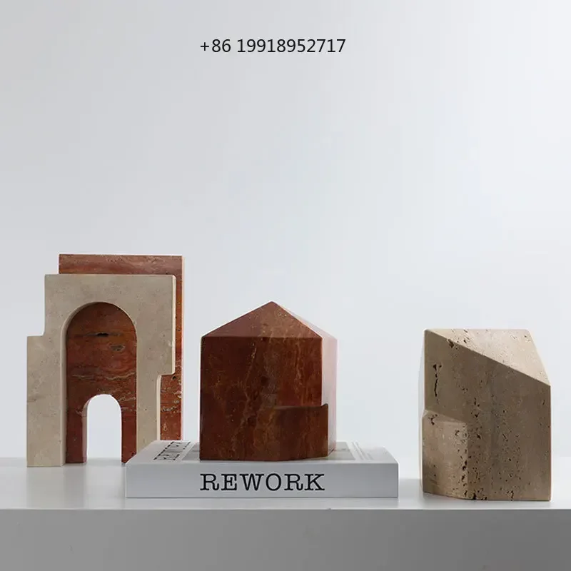 Wabi Sabi minimalist yellow cave stone ring buckle Cube model room decoration living room study desk decoration