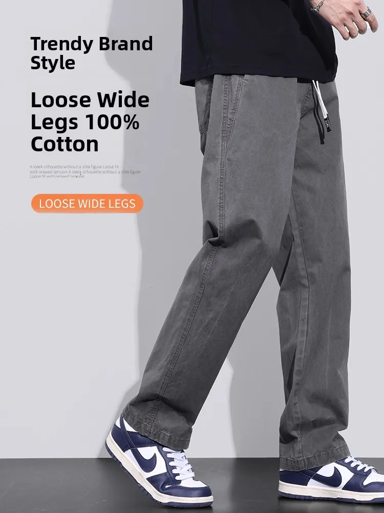 

TUCANO Pure Cotton Men's Casual Pants Loose Straight Leg Spor Trousers Spring Autumn New Sle Comfortable Workwear