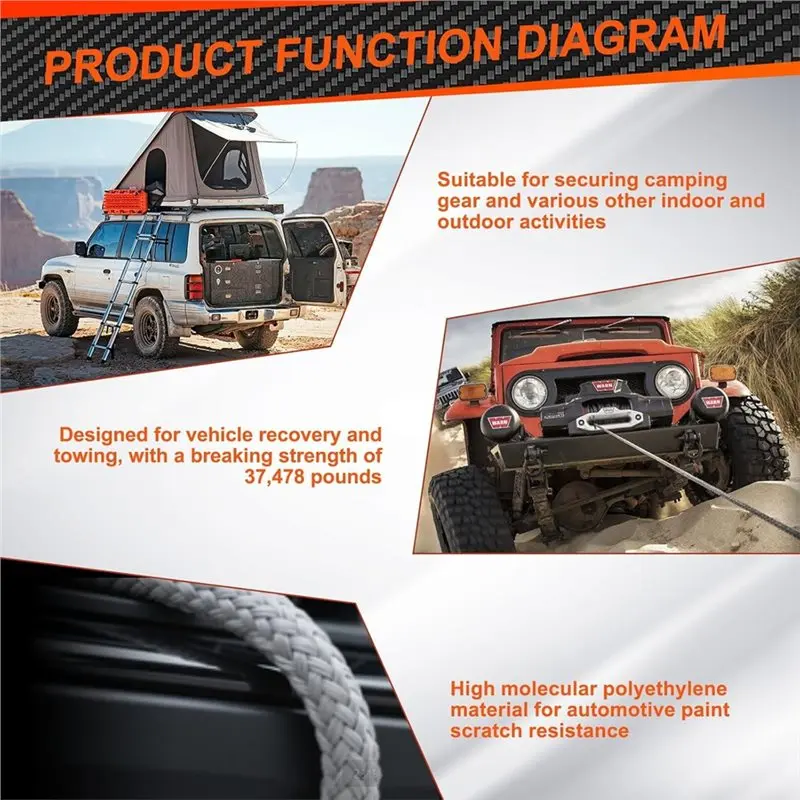 AA76-Soft Shackle, 2PCS 1/2 inci X 22 inci Sintetis, Untuk Sebagian Besar Kendaraan Mobil, Tali Derek Off-Road, Penyelamatan Kendaraan, Road Shackles