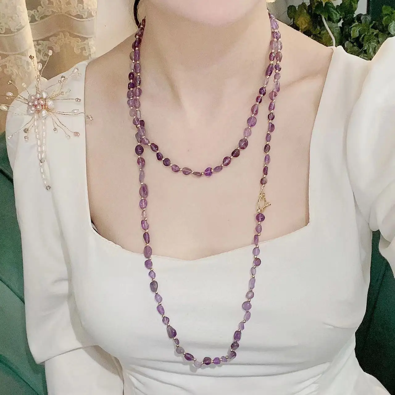 120 سنتيمتر جمشت سلسلة طويلة أنيقة ونبيلة قلادة سترة سلسلة موجة المياه سلسلة للنساء بيان الإكسسوارات هدية حفلة #2