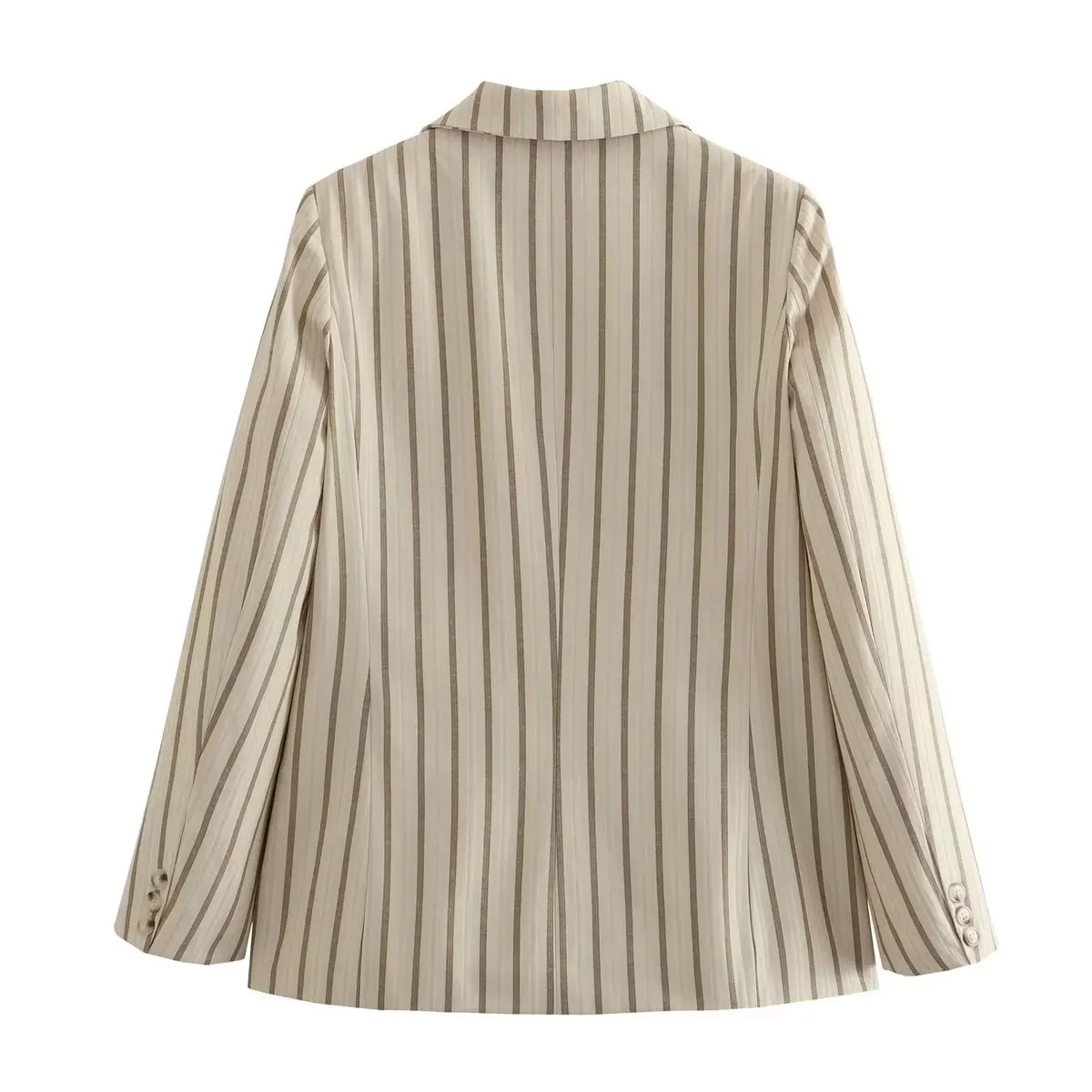 Withered 2023 New Fashion Ladies Retro Beige Blazers Ins Blogger Striped Casual Suit Jacket