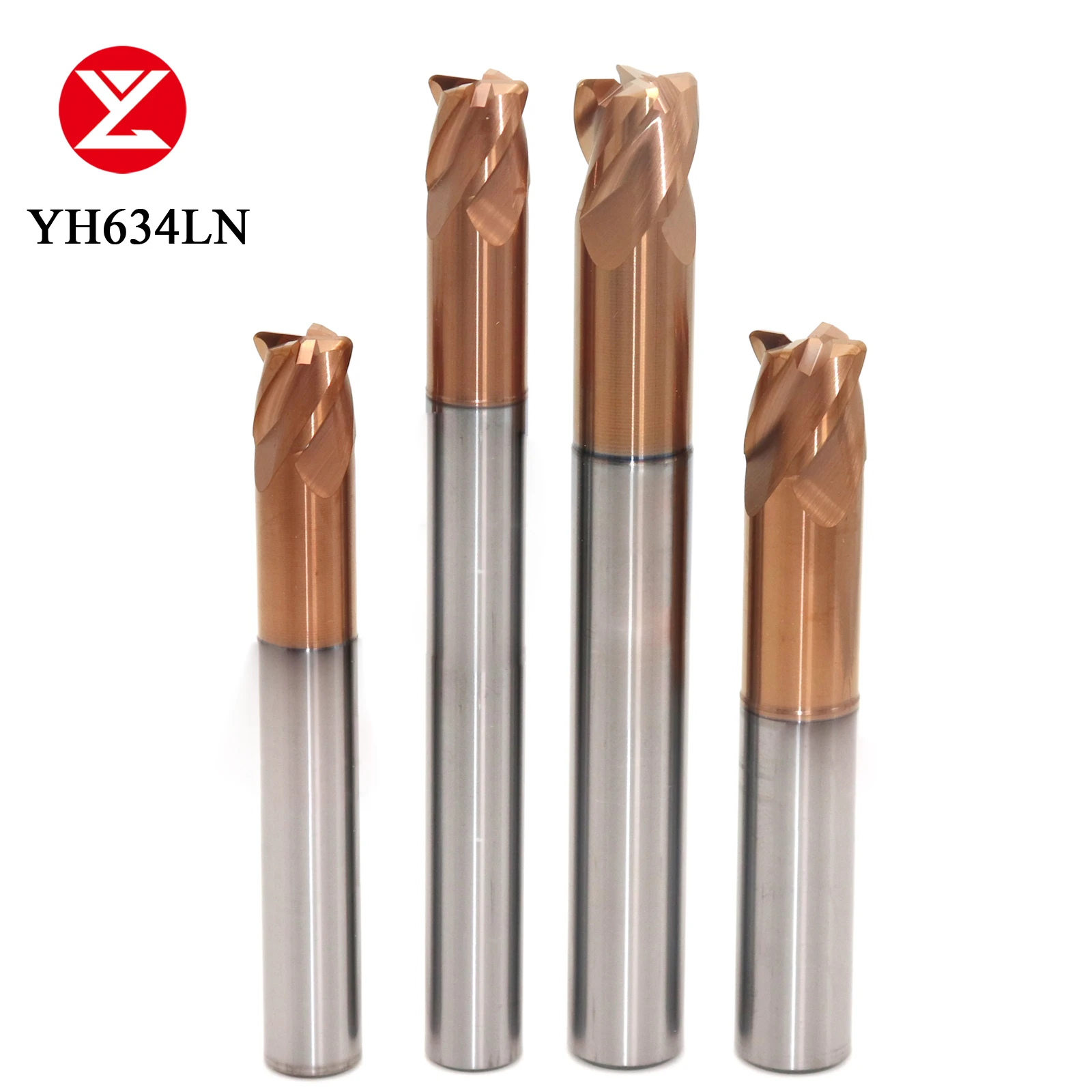 4 Flute HRC68 Carbide Bull Nose Corner Radius End mill R0.2 R0.5 R1 R2 CNC R Bullnose Cutter for Steel high hardness materials