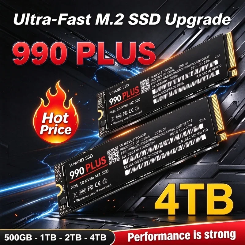 990 PLUS SSD NVMe M.2 2280 PCIe3.0 X4 TLC 3D NAND Armazenamento de Estado Sólido 1TB 2TB 4TB Unidade Rápida para Desktop Laptop PC